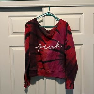 NWOT Victoria’s Secret PINK off the shoulder tie-dye sweatshirt